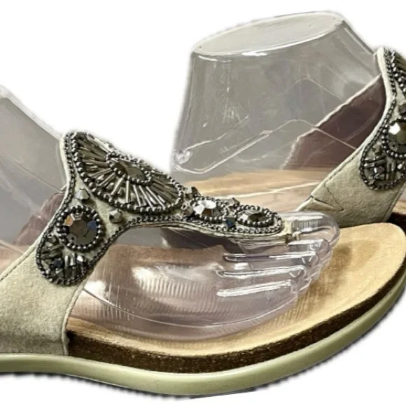 Dansko Pamela Jewelled Rhinestone Metallic Thong Flip Flop Cork Leather 39 8.5-9 - Picture 10 of 16
